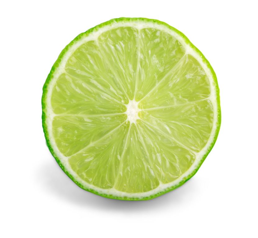 Citrus Lime Fruit Half Isolated on White Background Cutout